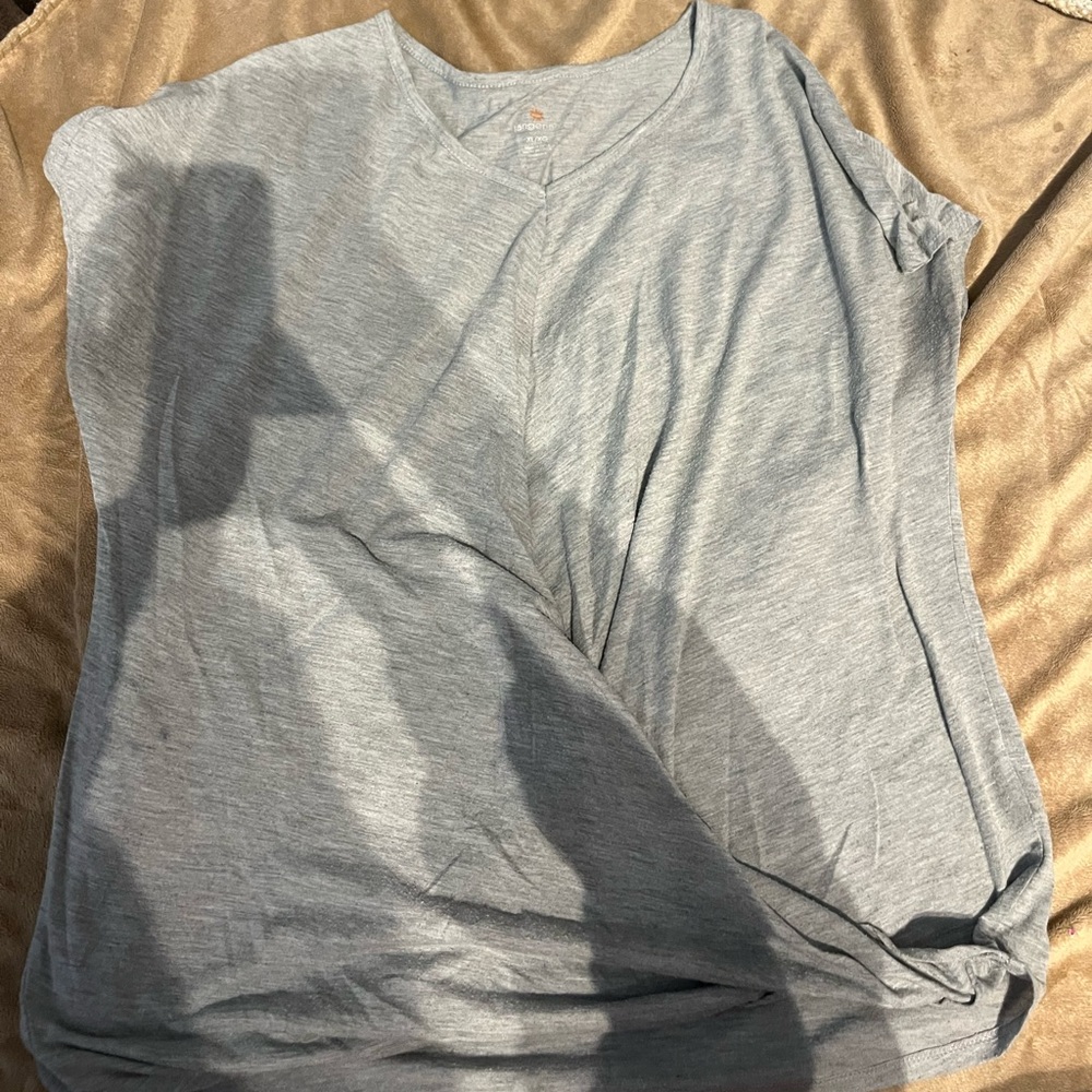 grey short sleeve blouse